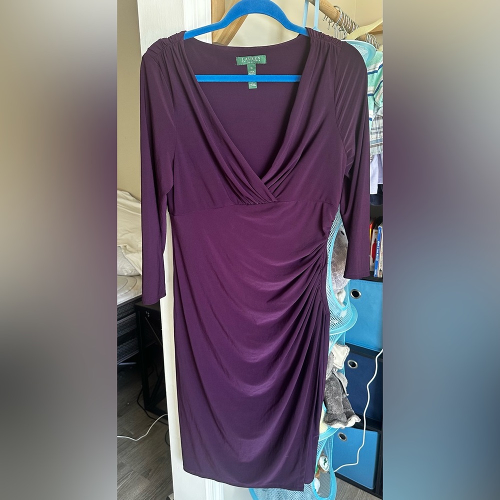 Lauren Ralph Lauren vs Deep Purple Dress with Long Sleeves